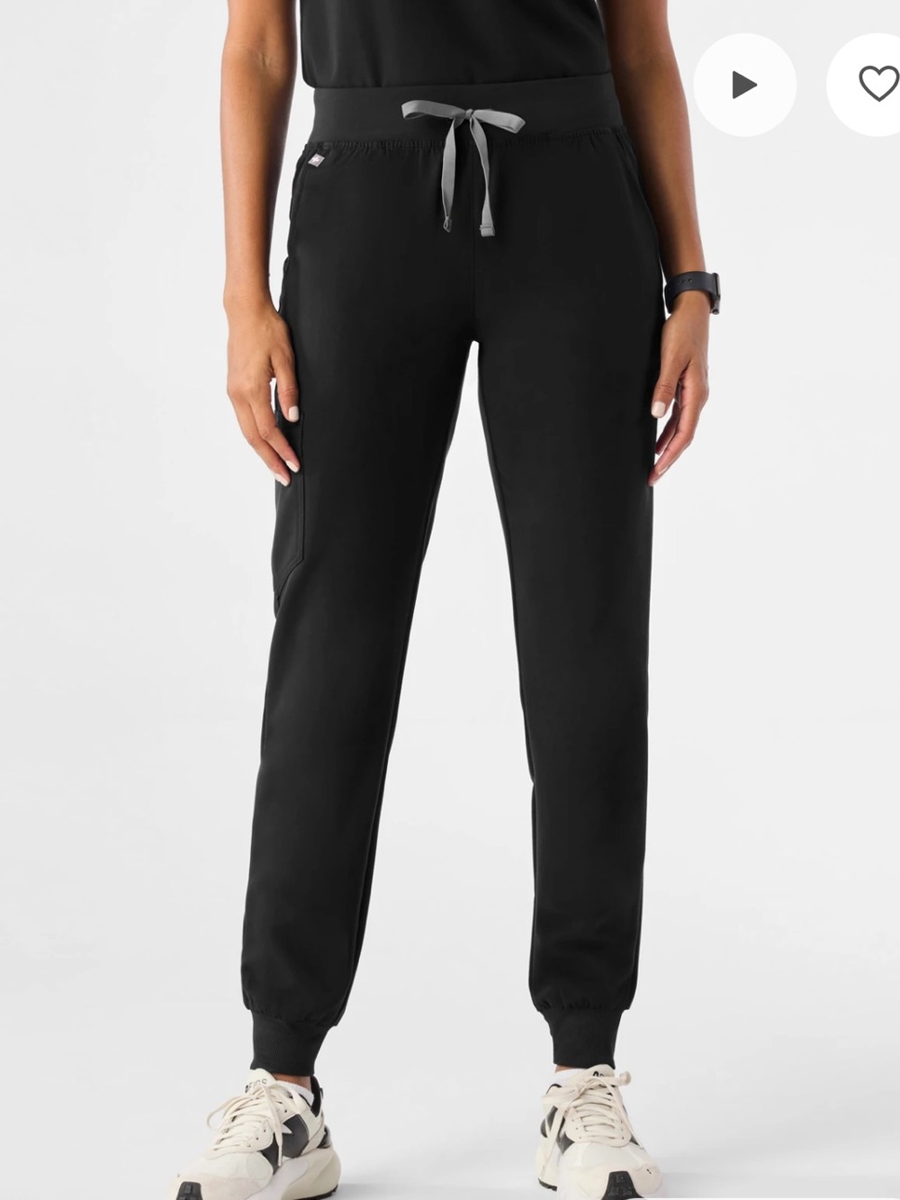 Figs Black Jogger Pants with Gray Drawstring - Women